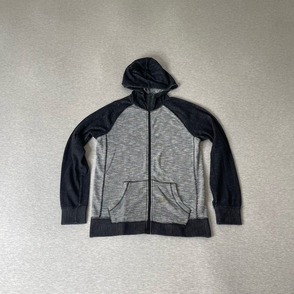 Old Navy Men's Grey & Black Zip-Up Sweatshirt Hoodie Sweater